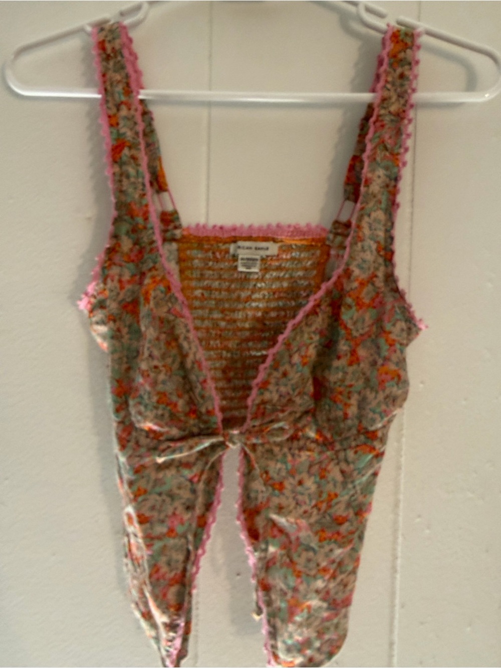 American Eagle Outfitters Floral Tie-Front Tank Top in Pink and Green